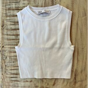 Zara white crop sweater top